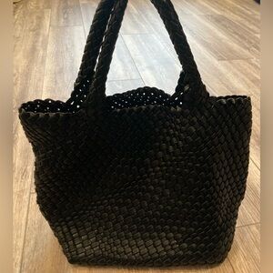 Black Woven Tote Bag and Pouch